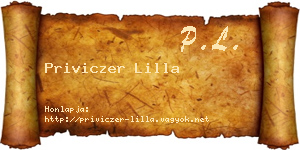 Priviczer Lilla névjegykártya